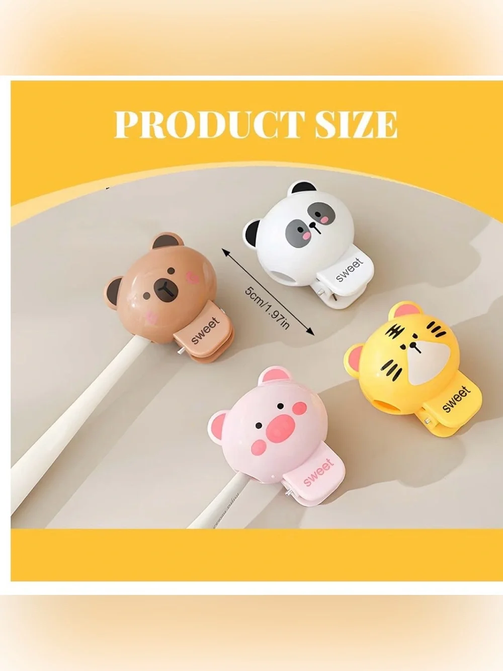 Sweet Animal Toothbrush Head Cover Clip Set Of 4